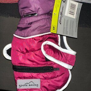 purple and pink eddie bauer pet dog jacket XS 4-12 lbs runs small